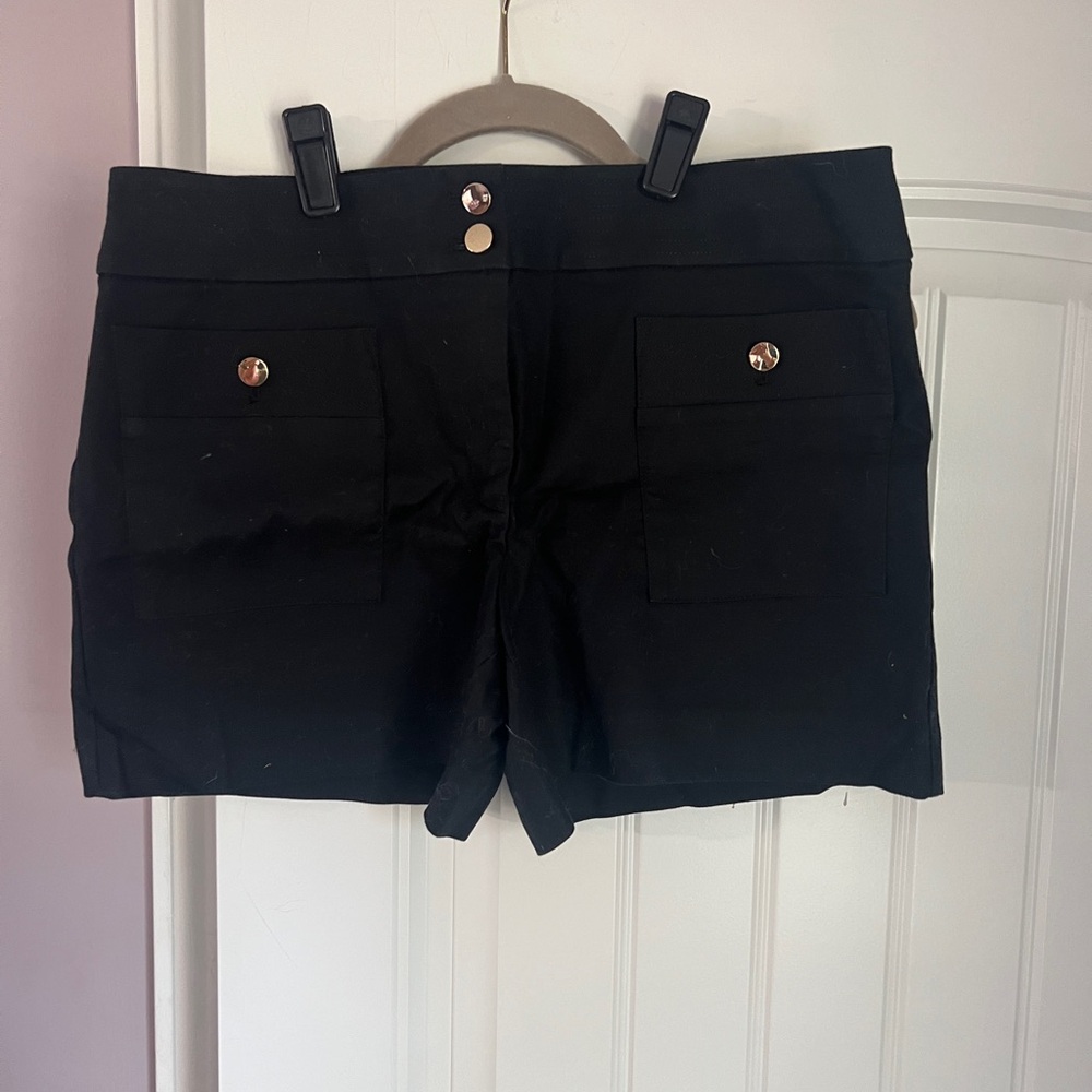 LOFT Black Casual Shorts with Gold Button Detail 6